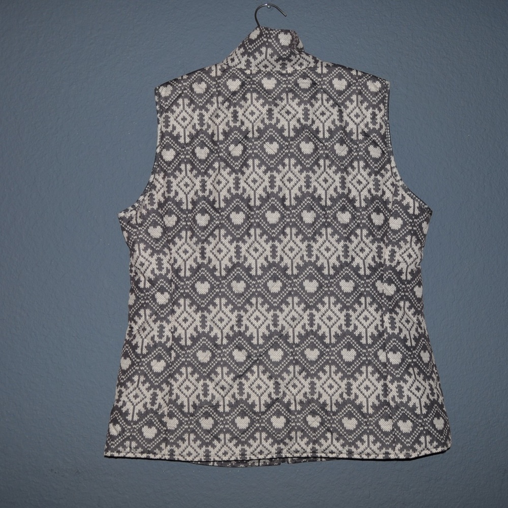 051 COLDWATER CREEK Gray Print Quilted Vest sz XL/16 Women's - Picture 3 of 8